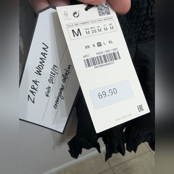 NWT ZARA Woman Ruffle One Shoulder Black Evening Cocktail Dress, Size M - Picture 8 of 8